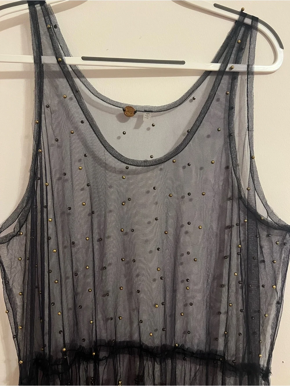 Free People Metallic Gray Sheer Embellished Tank - Picture 5 of 7